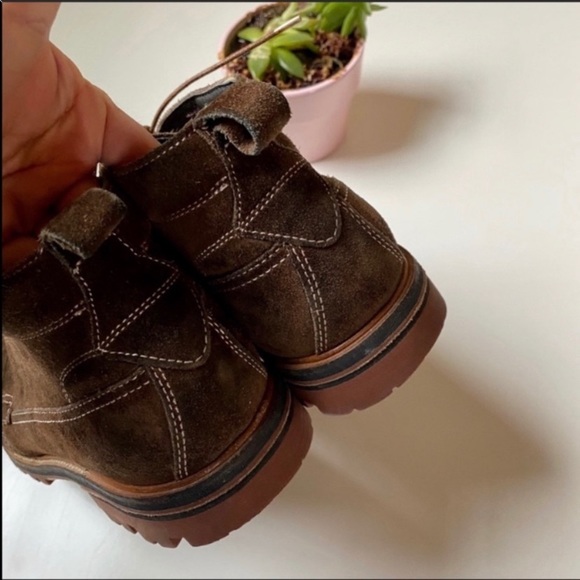 John Varvatos brown suede topstitch mid boots - Picture 4 of 6